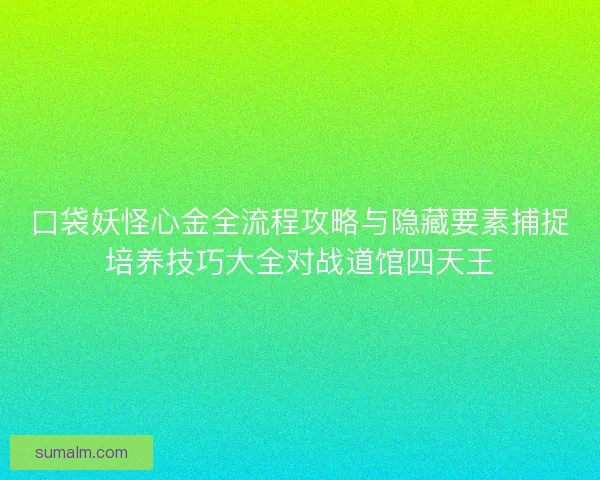 口袋妖怪心金全流程攻略与隐藏要素捕捉培养技巧大全对战道馆四天王 口袋妖怪心金全流程攻略与隐藏要素捕捉培养技巧大全对战道馆四天王