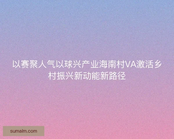以赛聚人气以球兴产业海南村VA激活乡村振兴新动能新路径